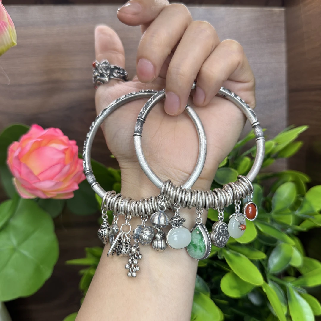吊坠足银 小郑家纯银手工錾刻坠链