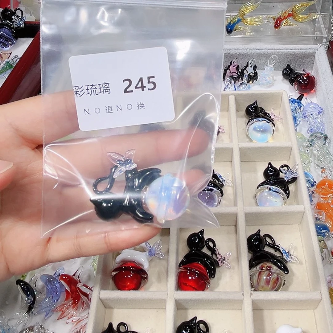 琉璃吊坠(不含链)245黑色猫咪