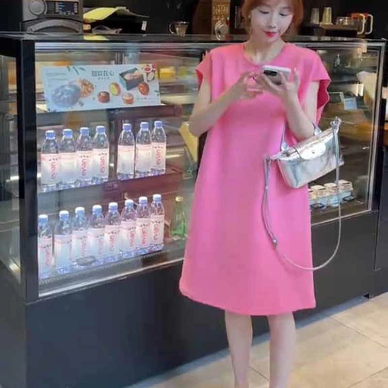 【JRXR女装】欧货重磅新款夏季气质休闲百搭显瘦短袖恤小飞袖连衣