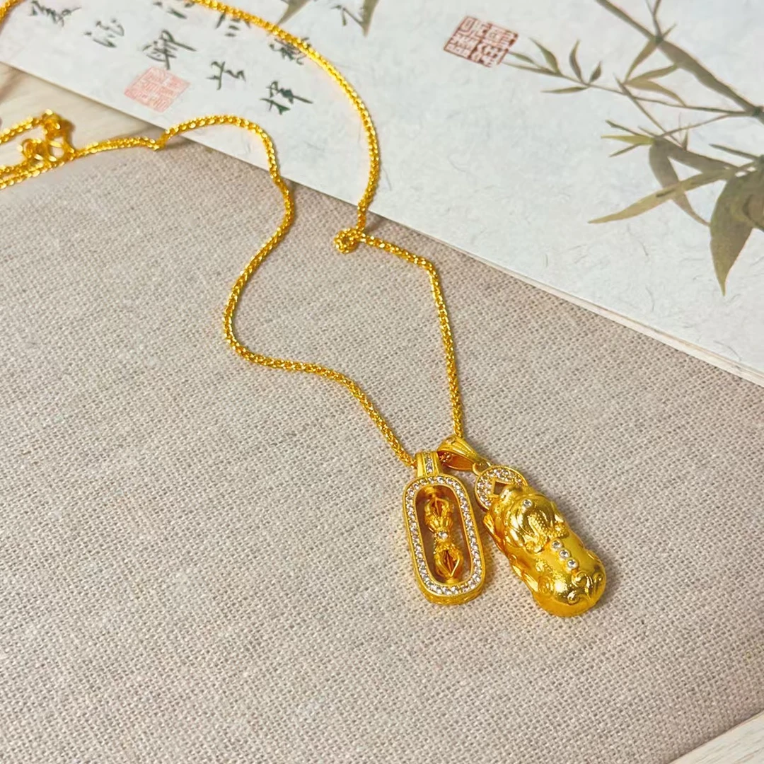 铜合金项链 高版本 明星同款镀金貔貅镶钻项链高保色（赠礼盒）