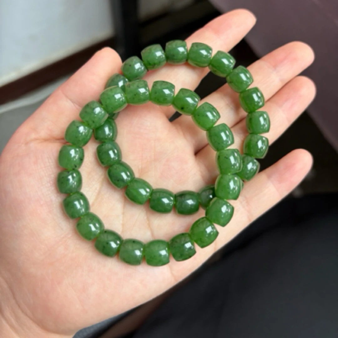 和田玉碧玉老料直切老型珠手串手链10mm