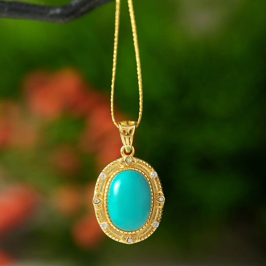 【东方灵玉】天然原矿绿松石925银精品 “蓝韵流光” 吊坠多样性发货