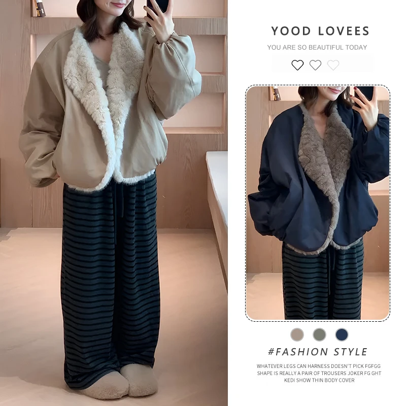 复古港风毛绒外套女2025秋冬新款小众设计感加绒短款夹克上衣潮