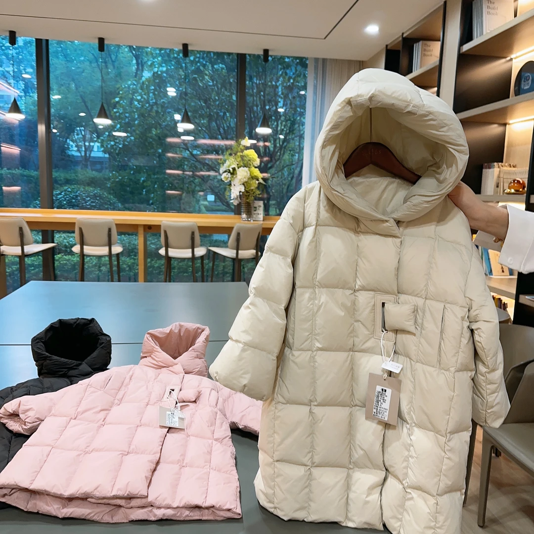 韩妈推荐正版90绒白鸭绒过膝长款设计师款羽绒服保暖不臃肿bmf632