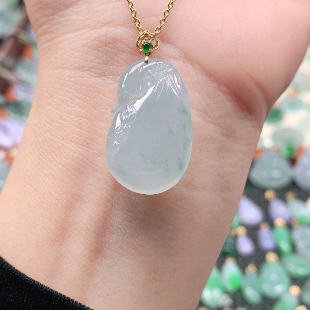 吊坠(不含链)18K金镶嵌翡翠