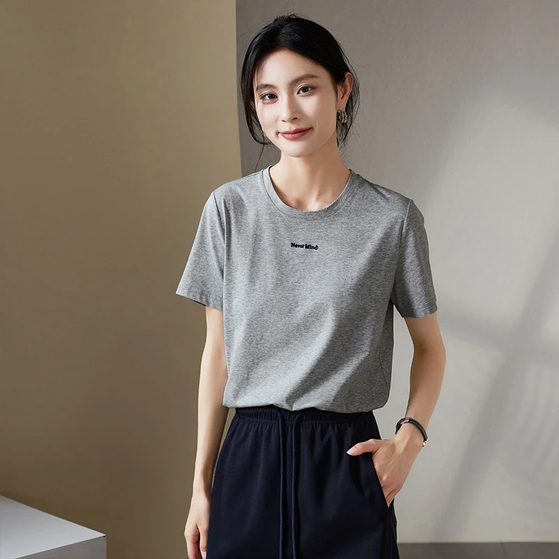 索菲丝尔2025夏季新款薄款时尚显瘦休闲圆领女士短袖T恤女527075