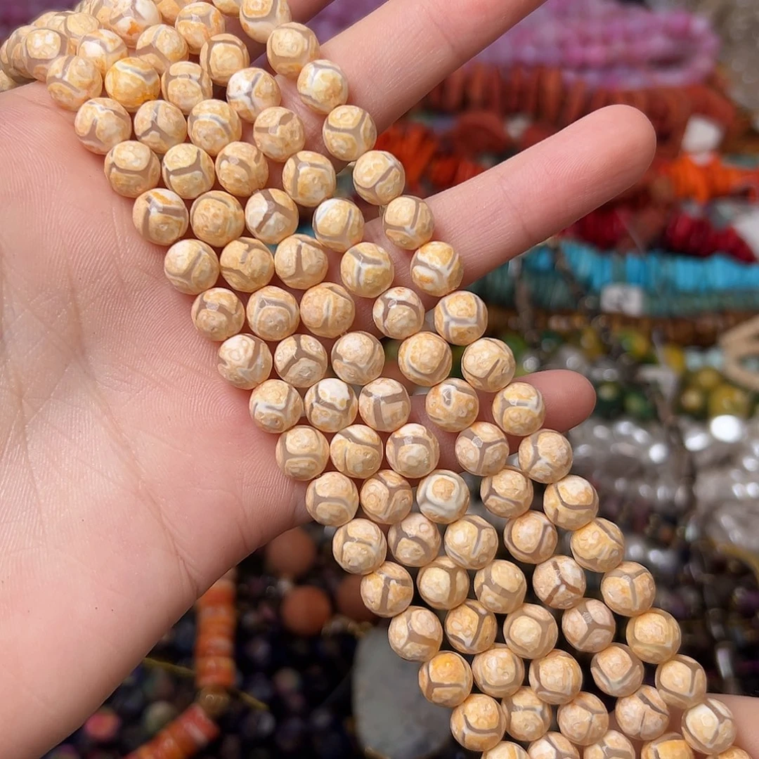 玛瑙/玉髓合金珠宝半成品N359。8mm天然斑纹玛瑙一条