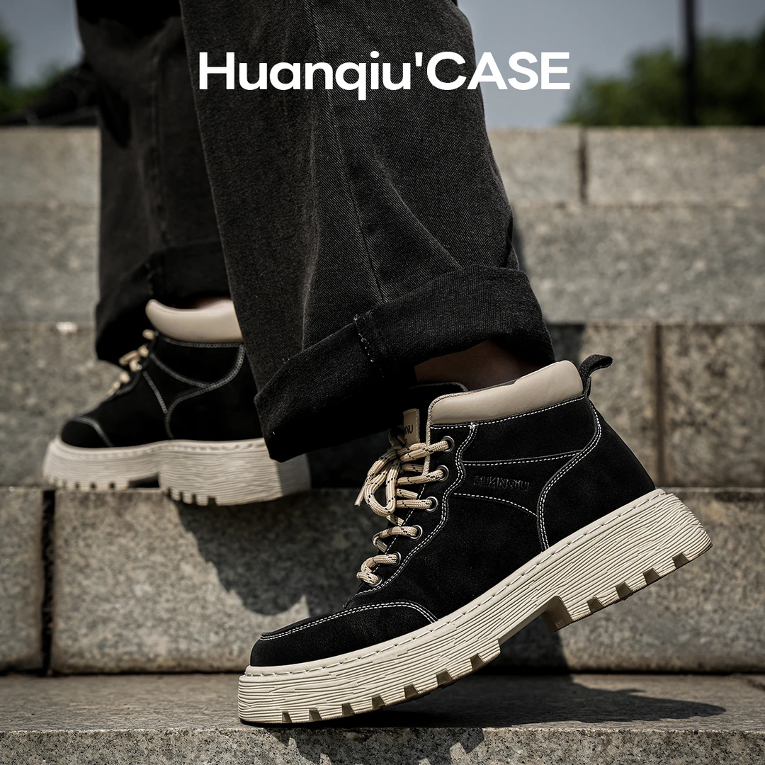 环球厚底增高马丁靴男款秋冬保暖防滑耐磨男鞋百搭休闲户外工装鞋