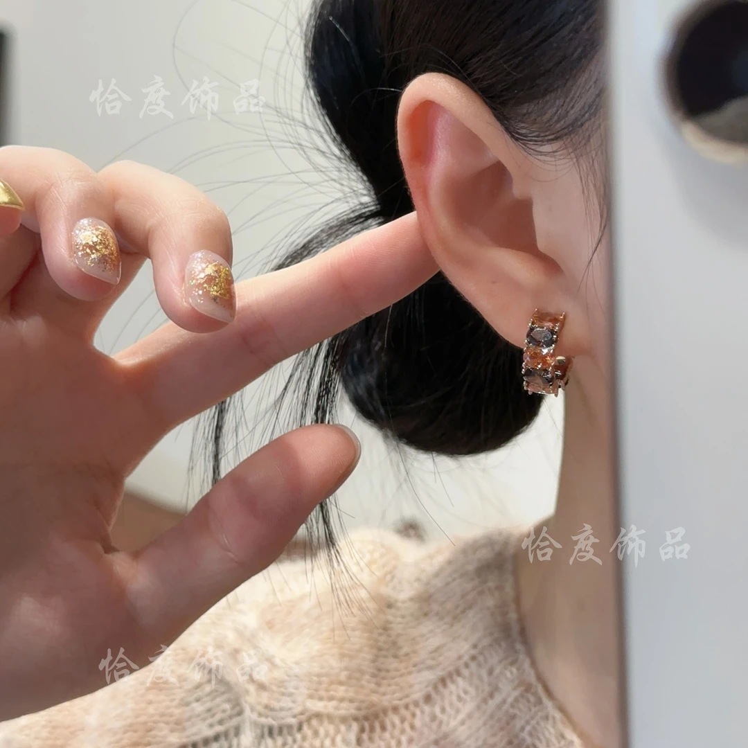 【恰度】秋日流光风亮闪锆石耳扣轻奢高级感