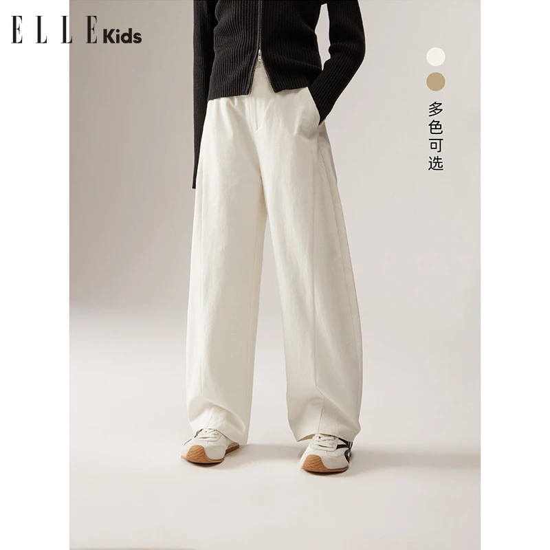 W154 ELLE KIDS 复古休闲女儿童秋季宽松可调节腰百搭弯刀裤Q1