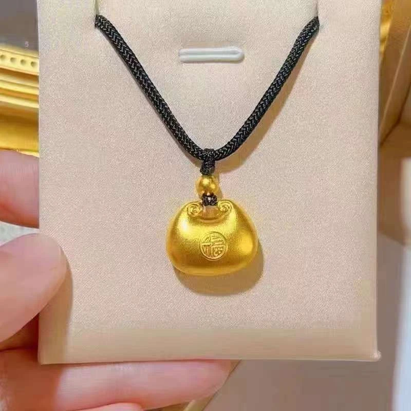 24-KK1056金色轻奢时尚经典款气质款福锁黄色吊坠