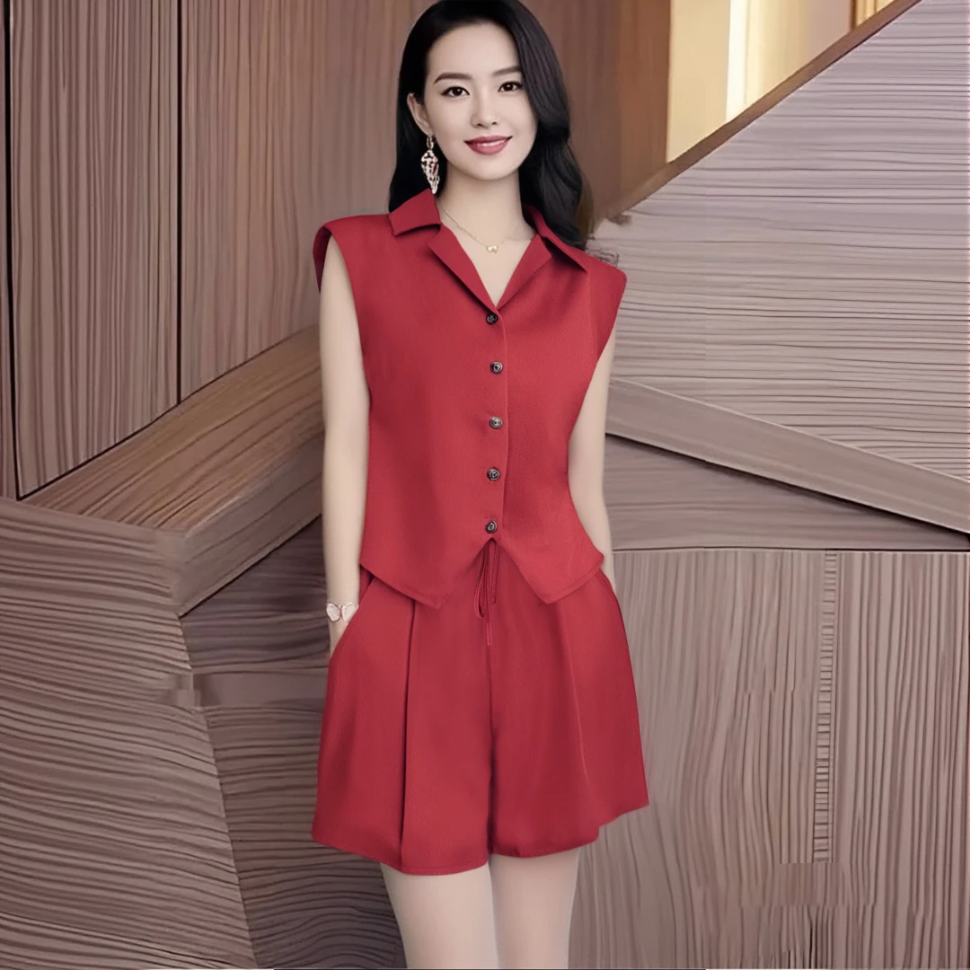 A【两件套】女装新款小个子气质高腰显瘦短裤两件套夏季时尚D1726