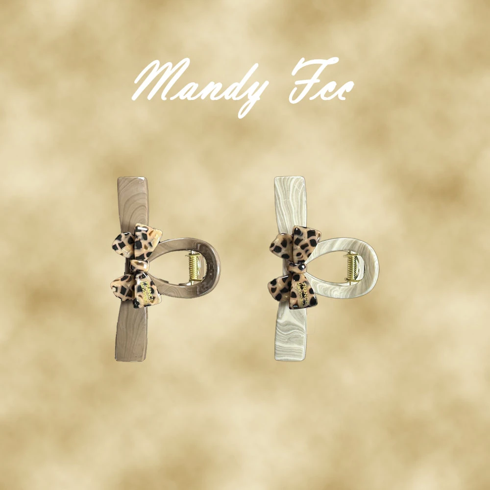 【木纹琥珀】巨能抓双弹簧十公分豹纹蝴蝶结韩国东大门爆款发饰