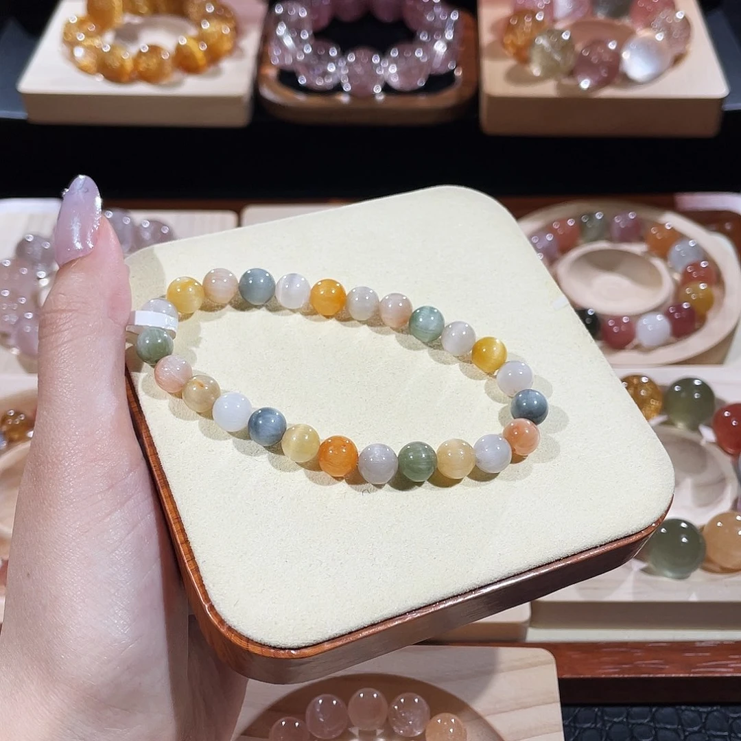 手链水晶未镶嵌兔毛手链，晶体通透