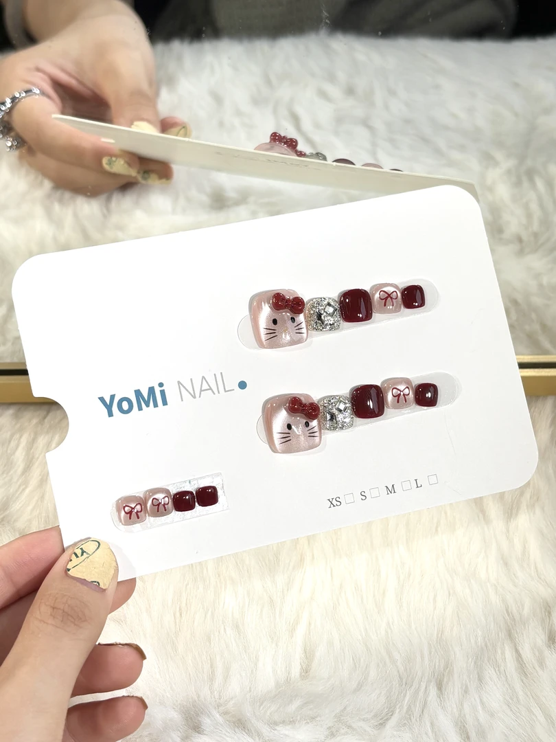 YoMi【红KT脚甲】2025新款手绘纯手工简约可重复穿戴脚甲