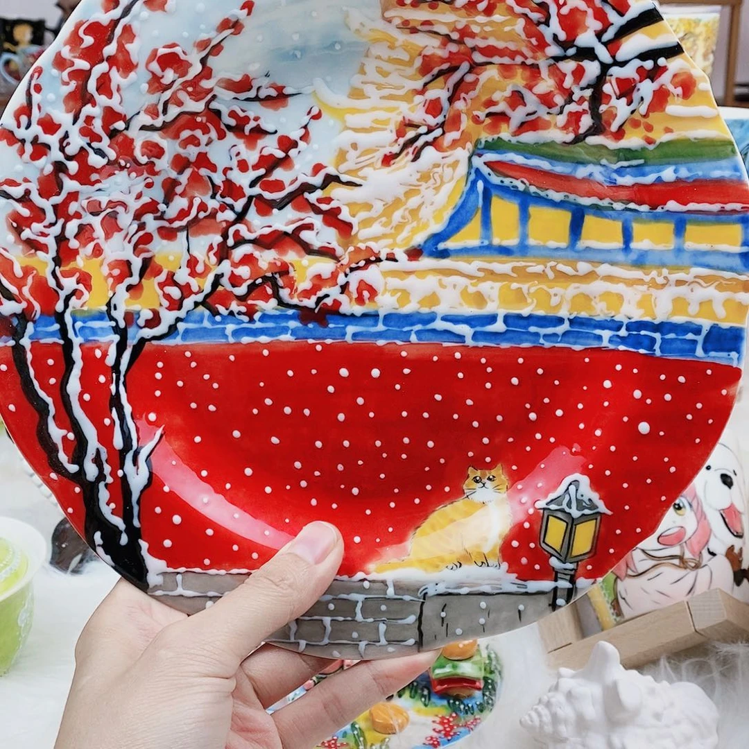 城***玫瓷片董董文创手绘陶瓷
