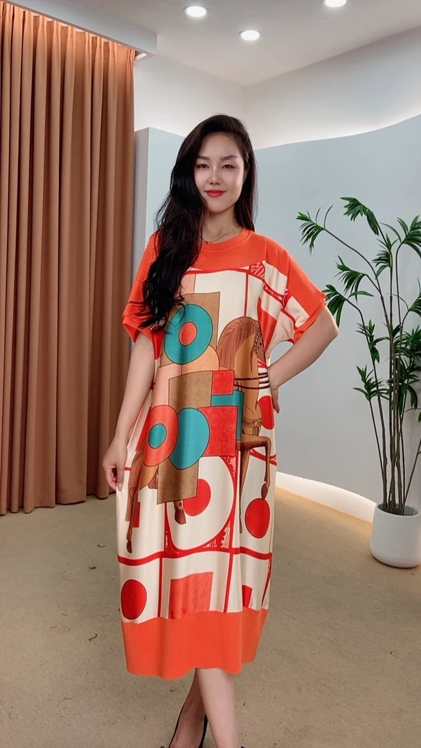 061号女装复古夏季气质优雅印花连衣裙显瘦气质大摆裙长款时尚