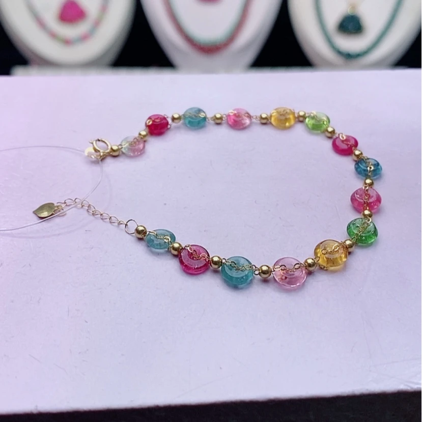 【闪购商品】碧玺手链18K金镶嵌碧玺手链