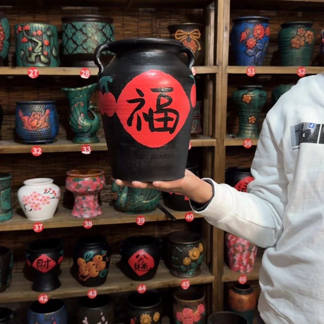 带孔高端浮雕花盆高度口径25-15