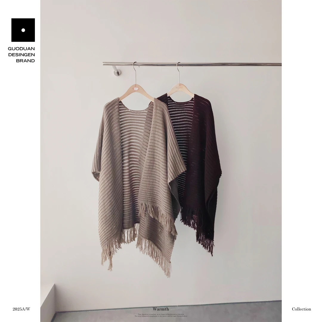 果缎 羊毛衫秋冬新款宽松舒适针织羊毛大披肩 MJQ1-521003