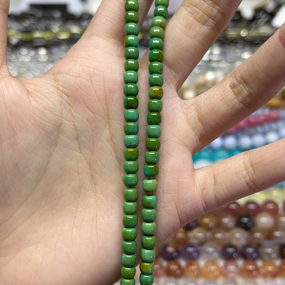 玛瑙/玉髓散珠天然绿松卡5长条38厘米