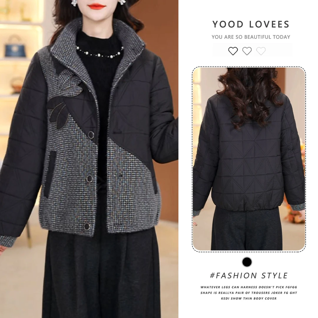 立领拼接设计感棉服外套女2025冬季新款时尚洋气加棉加厚保暖上衣