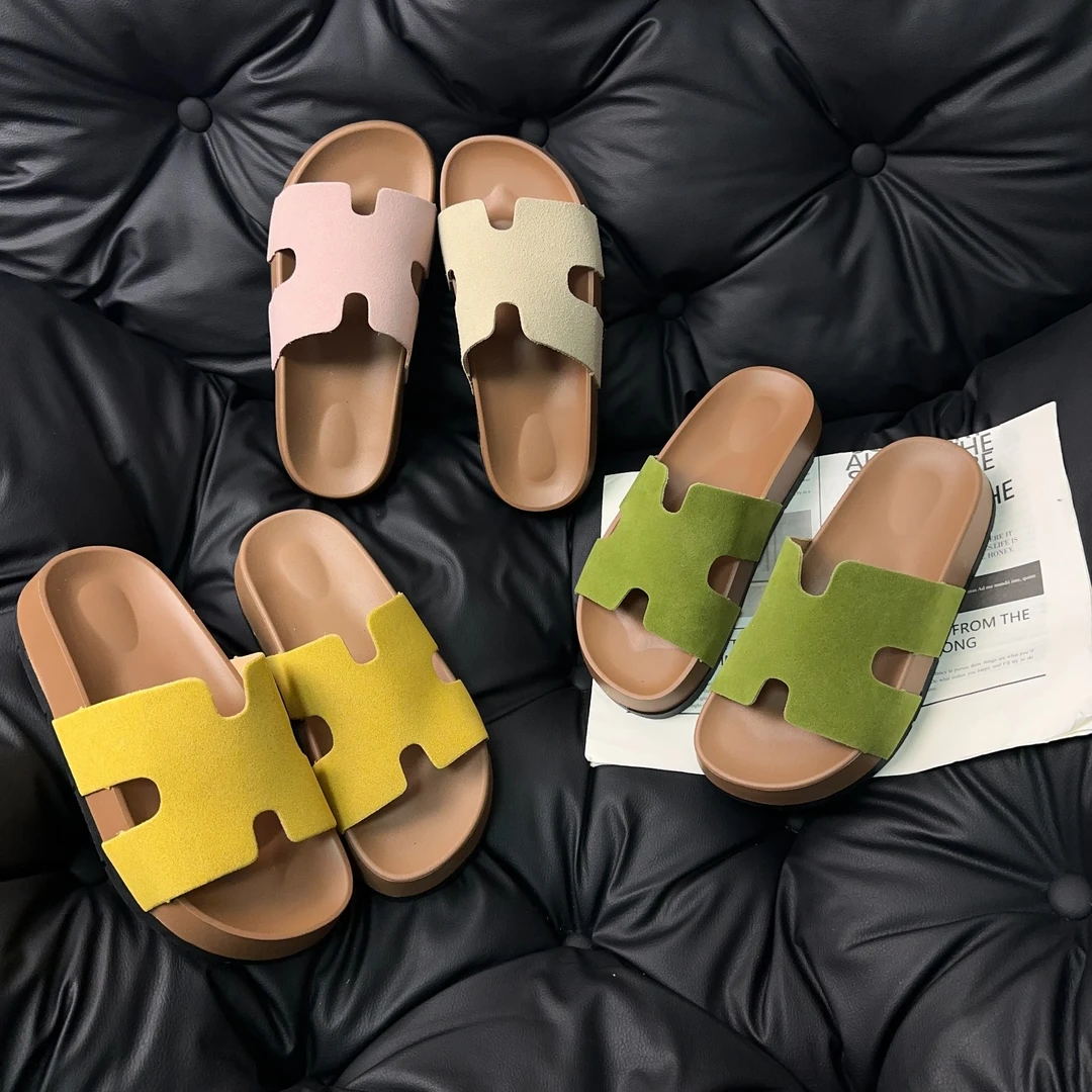 小香风厚底勃肯拖鞋女夏外穿2025夏天配裙子穿一字软底凉拖鞋沙滩