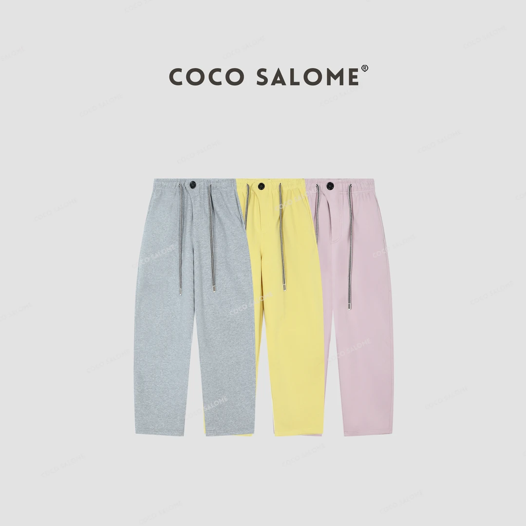 COCO SALOME⑩【纽扣裤】320g慵懒松弛阔腿镰刀休闲裤0932