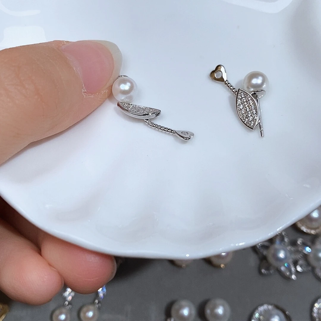 银S925镶嵌海水珍珠耳饰