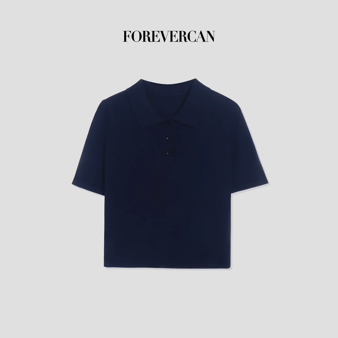 FOREVERCAN“半岛假日”极简学院风Polo领短袖T恤上衣 MY4004