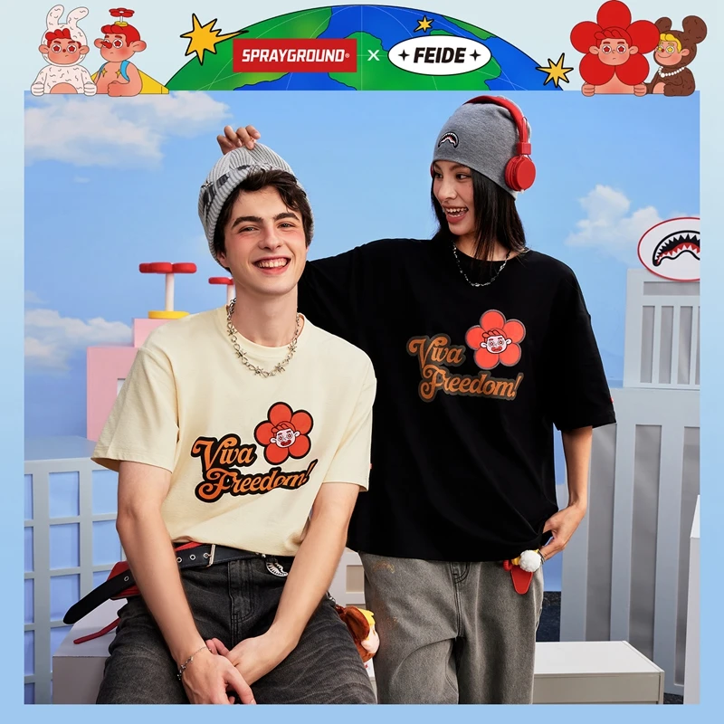 【FEIDE联名】SPRAYGROUND鲨鱼嘴短袖T恤刺绣潮流百搭GC WE130201