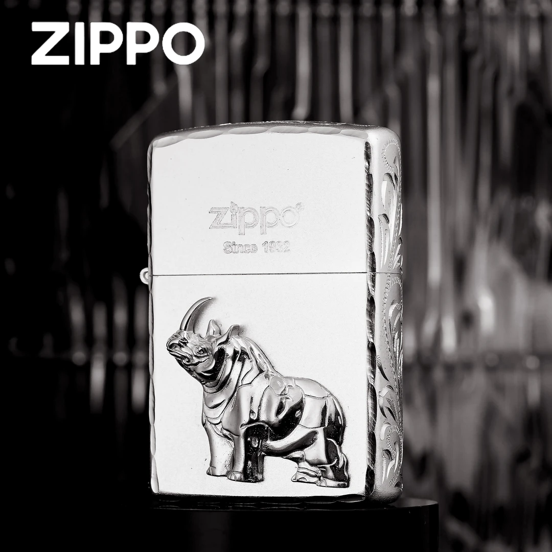 ZIPPO打火机正品/S925银贴章【犀牛】牙边镀银【拍专属】DYJ1