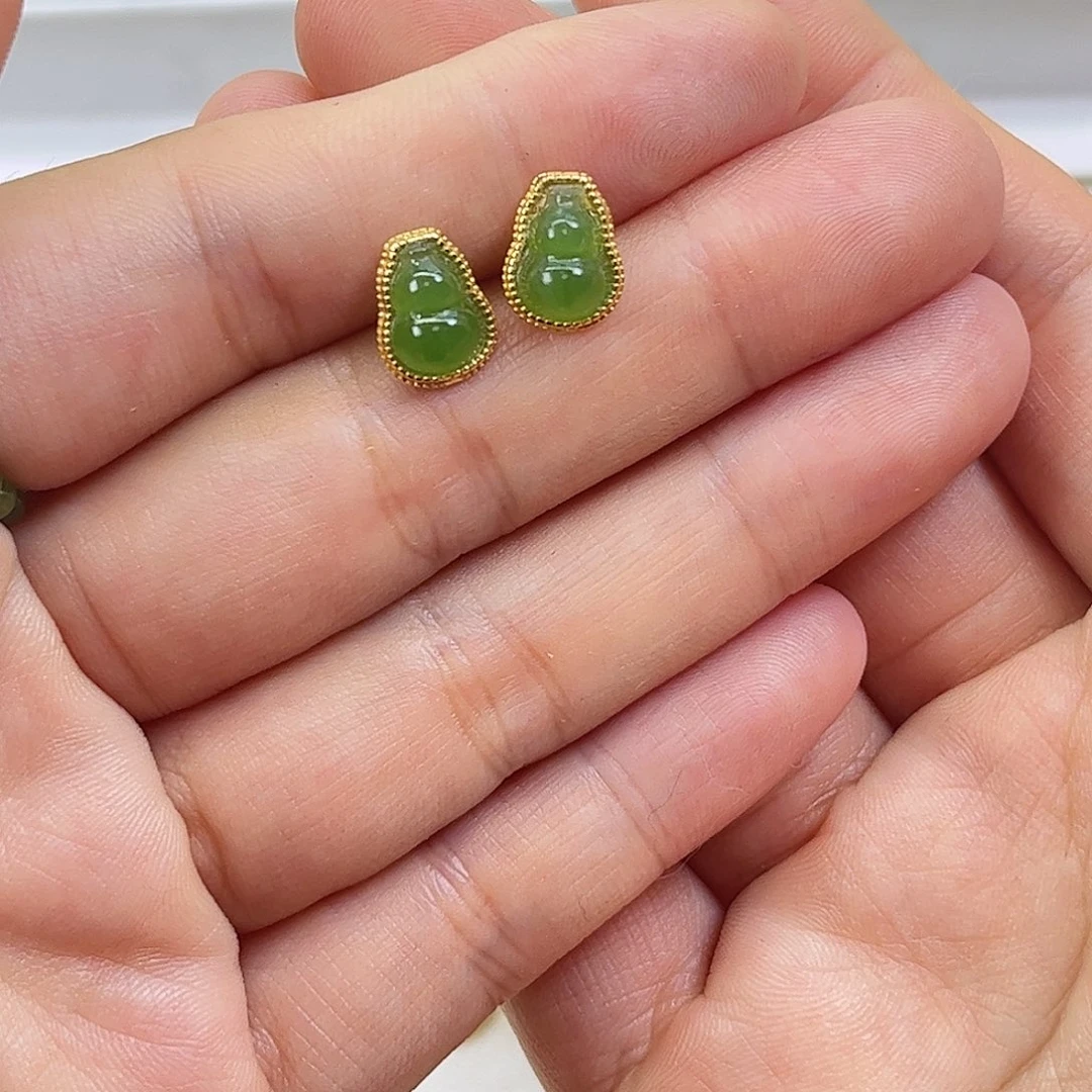 银S925镶嵌和田玉耳饰