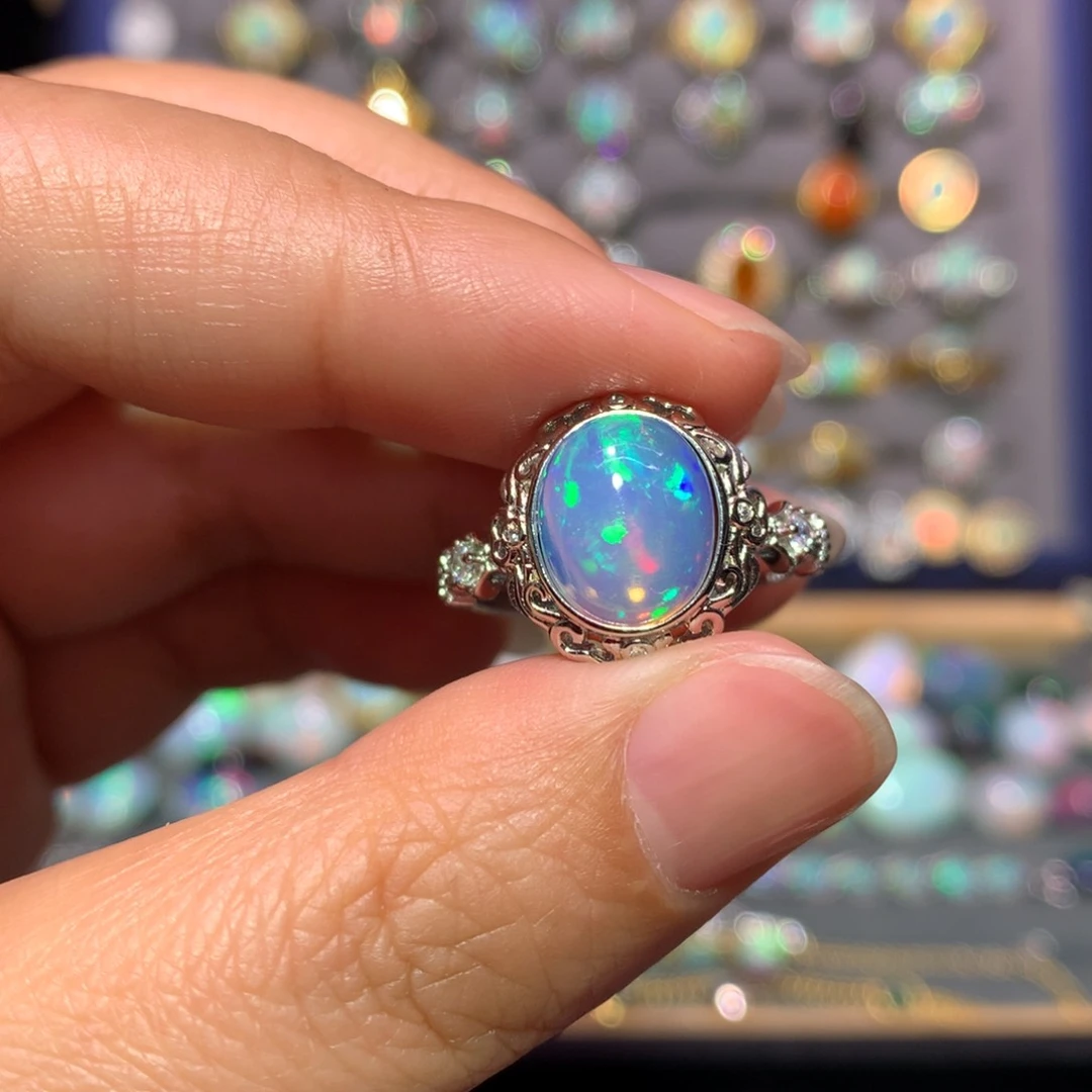 银S925镶嵌欧泊戒指款式