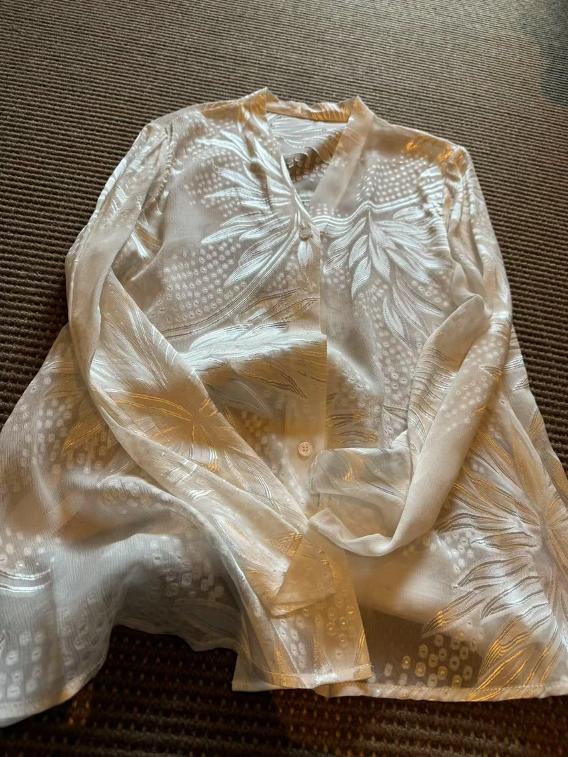 【TANTAN】长袖气质提花时尚简约百搭衬衫#375