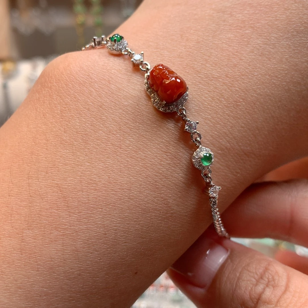 翡翠银S925镶嵌颈饰手链