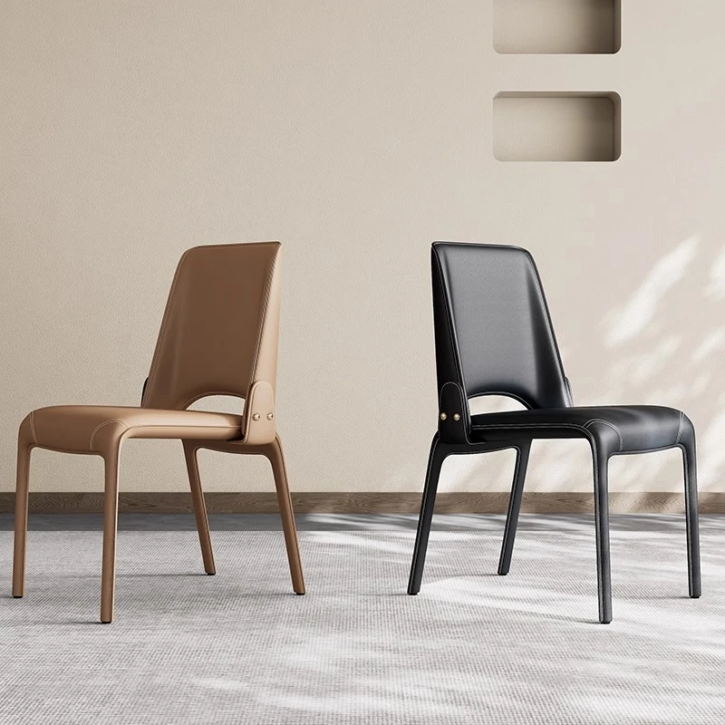 意式极简餐椅马鞍椅子家用餐厅吃饭靠背设计师高级感餐桌椅子