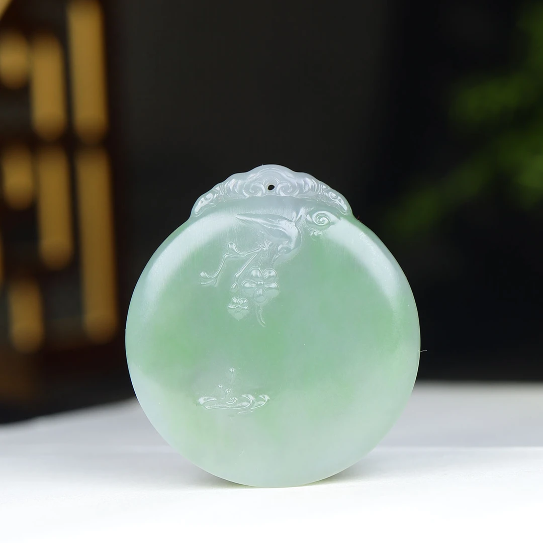 112243和田玉烟紫翠青花鸟玉佩