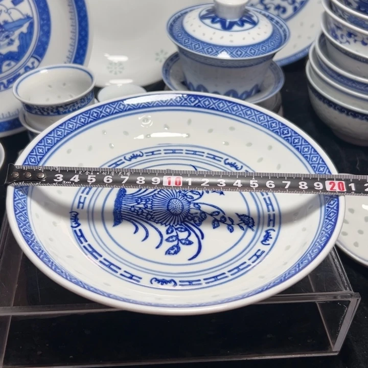 碗青花玲珑8寸兰花盘子