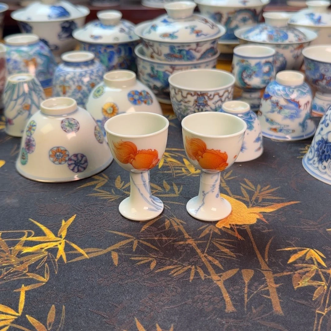 别**春两只高足金鱼满堂杯杯杯