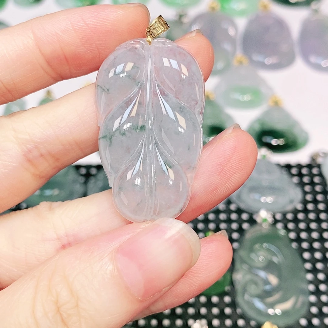 吊坠(不含链)18K金镶嵌翡翠