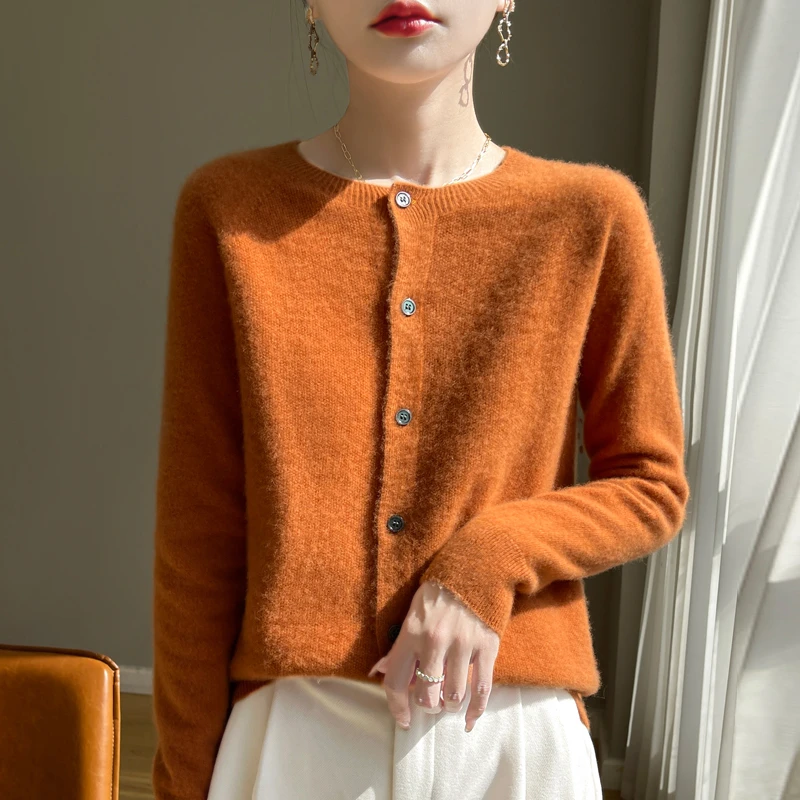 【一线成衣】春秋圆领针织开衫外搭早秋外套GH517