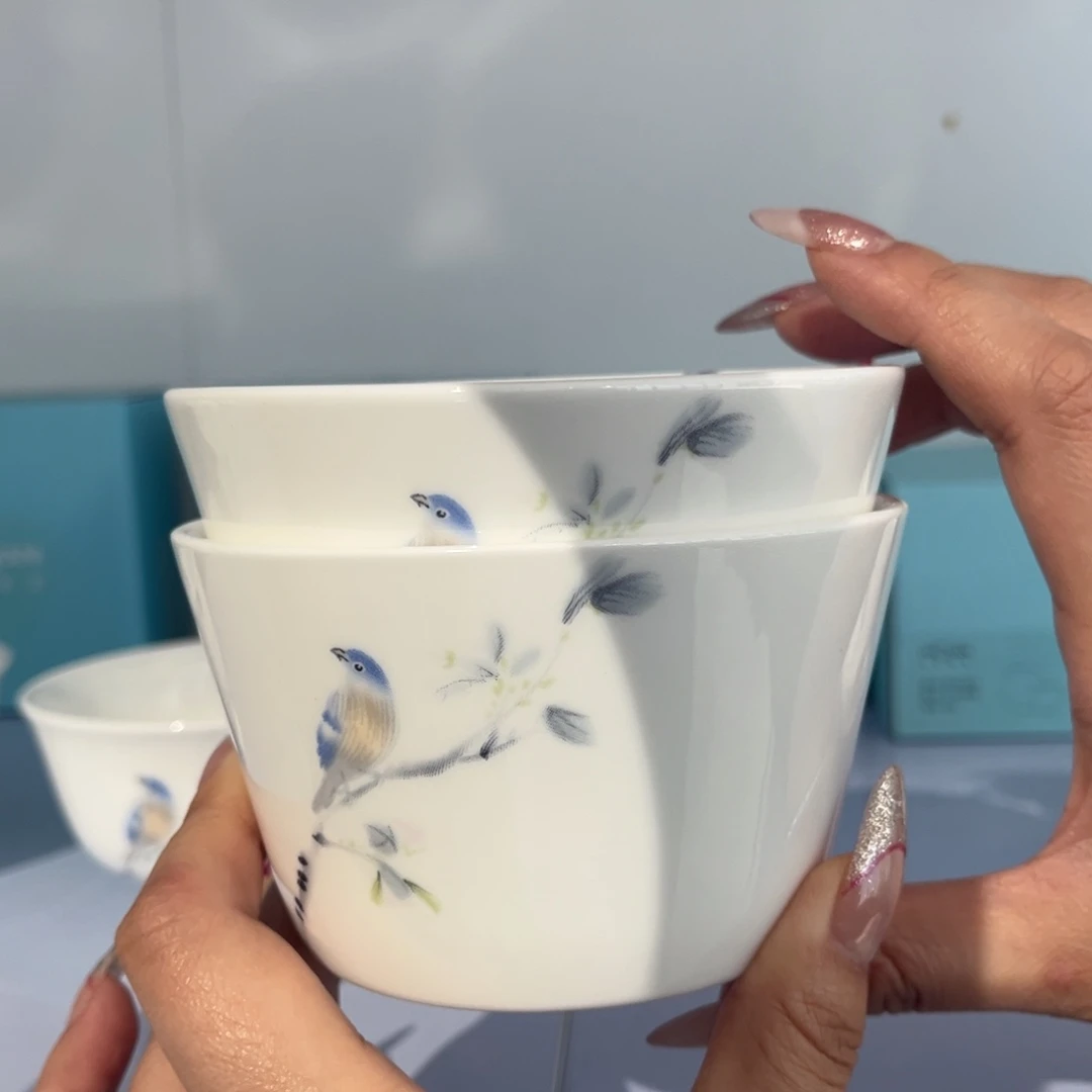 瓷片春风和雀香格碗2只
