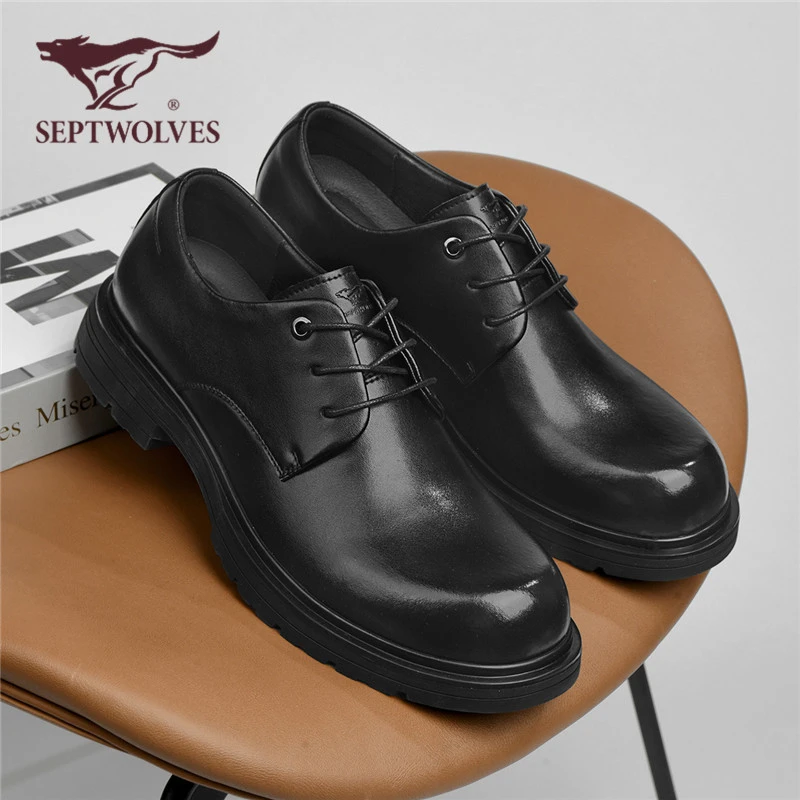 七匹狼皮鞋男正装商务2025新款秋季通勤休闲鞋增高厚底大头德比鞋