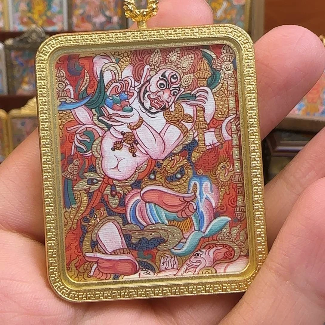 吊坠少*?热贡纯手绘唐卡白六