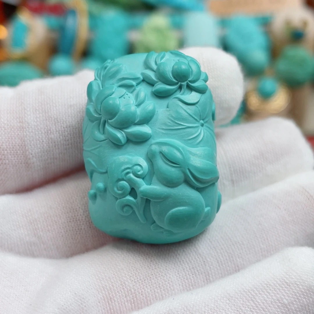 未镶嵌绿松石珠宝奇石连年如意兔