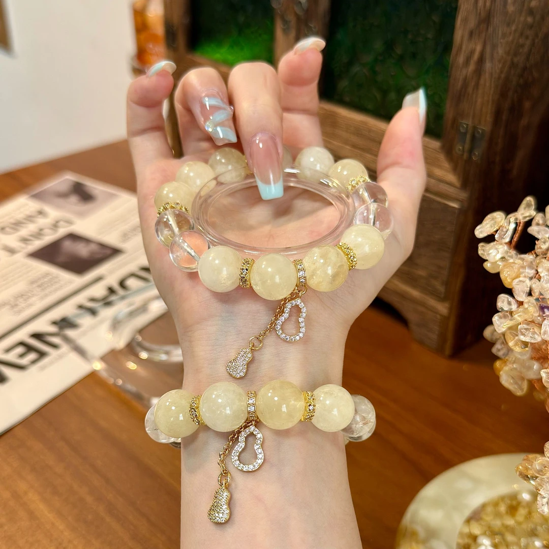【柠檬冰】13mm黄水晶+12mm白水晶 手串原创设计天然水晶