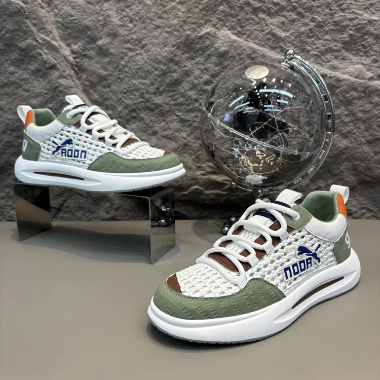 88-936男鞋系带低帮编织小众轻奢时尚透气男士潮流软底舒适老爹鞋