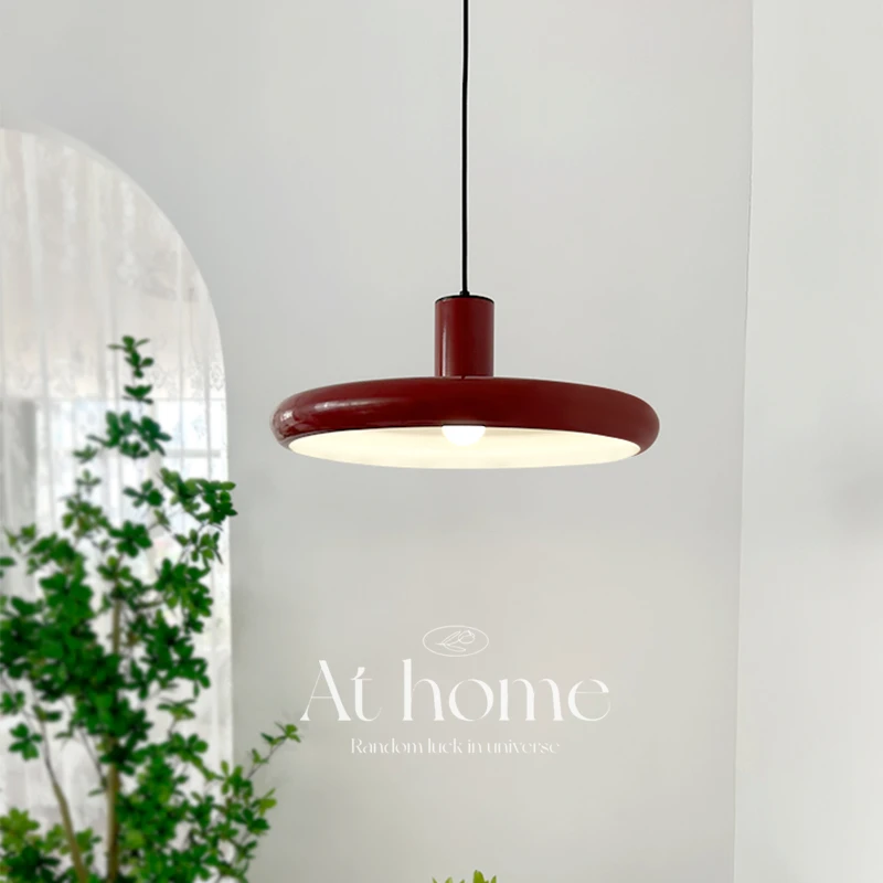 CASAGD北欧复古餐厅飞盘吊灯简约中古客厅吧台Vintage红色灯具