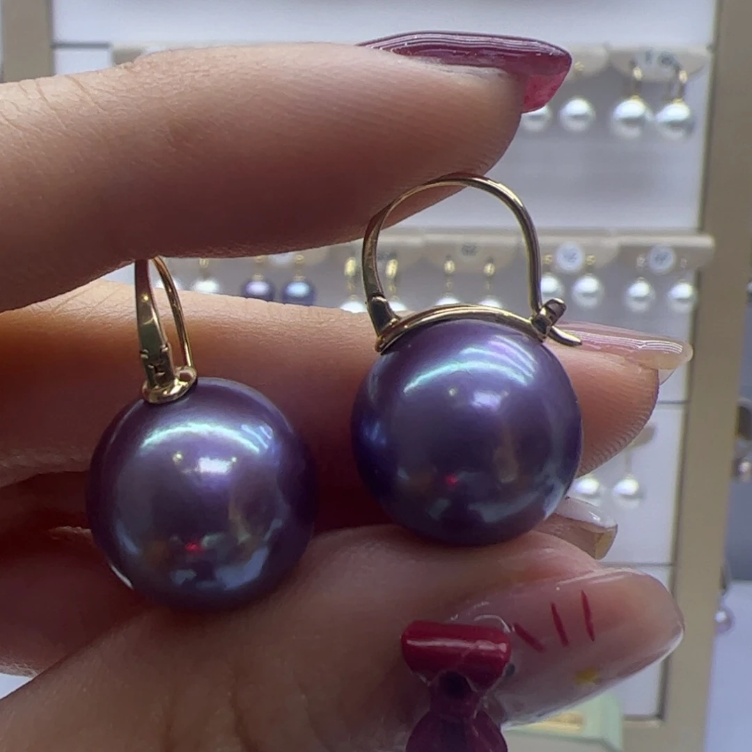 淡水珍珠耳饰18K金镶嵌